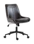 Dark Brown and Black Adjustable Height Swivel Rolling Office Chair