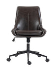 Dark Brown and Black Adjustable Height Swivel Rolling Office Chair