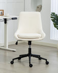 Beige And Black Adjustable Height Swivel Rolling Office Chair