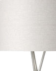 62" Beige Metal Tripod Floor Lamp With Beige Fabric Drum Shade