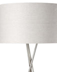 62" Beige Metal Tripod Floor Lamp With Beige Fabric Drum Shade