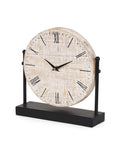 10" Black Iron And Solid Wood Analog Square Wall Clock
