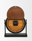 10" Black Iron And Solid Wood Analog Square Wall Clock