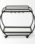 19" Black and Gunmetal Glass and Metal Rolling Kitchen Cart With Storage