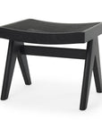 22" Black Solid Wood and Cane Bench