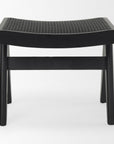 22" Black Solid Wood and Cane Bench