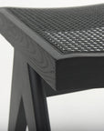 22" Black Solid Wood and Cane Bench