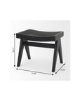 22" Black Solid Wood and Cane Bench