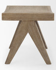 22" Black Solid Wood and Cane Bench