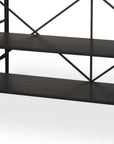 34" White and Black Marble and Metal Kitchen Island With Storage