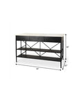 34" White and Black Marble and Metal Kitchen Island With Storage