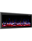 42" Black And Red Metal Electric Fireplace Insert With LED
