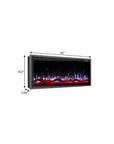 42" Black And Red Metal Electric Fireplace Insert With LED