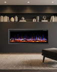 42" Black And Red Metal Electric Fireplace Insert With LED