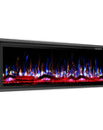 50" Black And Red Metal Electric Fireplace Insert With LED
