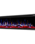 60" Black And Red Metal Electric Fireplace Insert With LED
