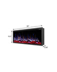 60" Black And Red Metal Electric Fireplace Insert With LED