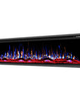 72" Black And Red Metal Free Standing Electric Fireplace With LED