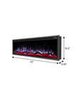 72" Black And Red Metal Free Standing Electric Fireplace With LED
