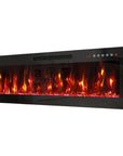 42" Black And Red Metal Electric Fireplace Insert With LED