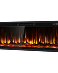 50" Black And Red Metal Electric Fireplace Insert With LED