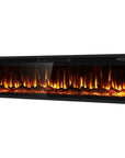 72" Black And Red Metal Electric Fireplace Insert With LED