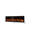 72" Black And Red Metal Electric Fireplace Insert With LED