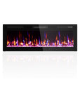 50" Black And Red Faux Crystals Metal Electric Fireplace Insert With LED