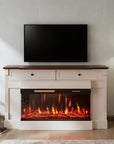 61" Black And Red Metal Electric Fireplace Insert With Mantle With LED