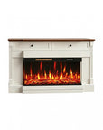 61" Black And Red Metal Electric Fireplace Insert With Mantle With LED