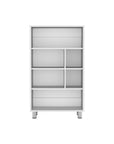 41" White Wood Six Tier Bookcase