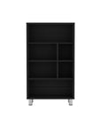 41" Black Wood Six Tier Bookcase
