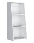 47" White Wood Three Tier Bookcase