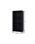 47" Black Wood Three Tier Bookcase