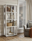 39" White Wood Three Tier Bookcase