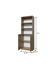 71" Natural Wood Three Tier Bookcase