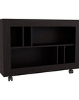 25" Black Wood Five Tier Bookcase