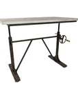 Adjustable Light Gray and Charcoal Solid Wood and Iron Trestle Standing Desk