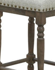 Set of Two 26" Light Gray And Walnut Linen And Solid Wood Counter Height Bar Chairs