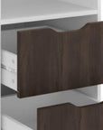 54" White And Walnut Wood Rolling Pedestal Computer Desk With And Two Drawers