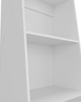 47" White Wood Three Tier Bookcase