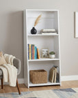 47" White Wood Three Tier Bookcase