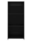 47" Black Wood Three Tier Bookcase
