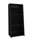 47" Black Wood Three Tier Bookcase