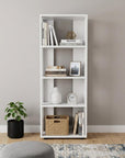 39" White Wood Three Tier Bookcase