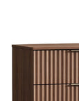 30" Brown Wood Ribbed Texture Three Drawer Nightstand With USB