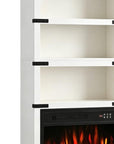 70" White Wood Four Tier USB Bookcase