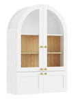 34" Brown Wood Wall Mounted Glass Panel Inlay Four Door Bathroom Cabinet