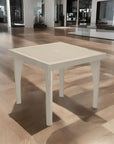 30" Taupe Heavy Duty Plastic Square Outdoor Dining Table with Umbrella Hole