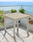 30" Taupe Heavy Duty Plastic Square Outdoor Dining Table with Umbrella Hole